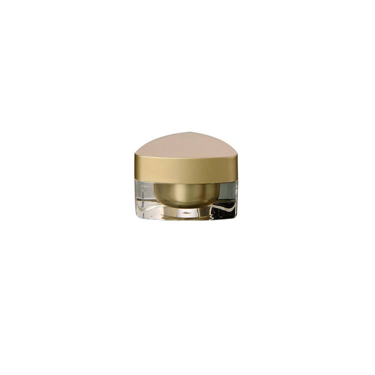 China supplier 15g 30g 50g 15ml 30ml 50ml gold triangle shape recycled plastic acrylic cosmetics face cream jar with lid
