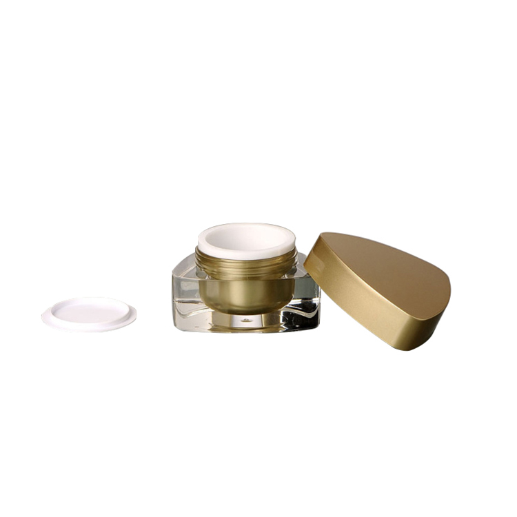 China supplier 15g 30g 50g 15ml 30ml 50ml gold triangle shape recycled plastic acrylic cosmetics face cream jar with lid