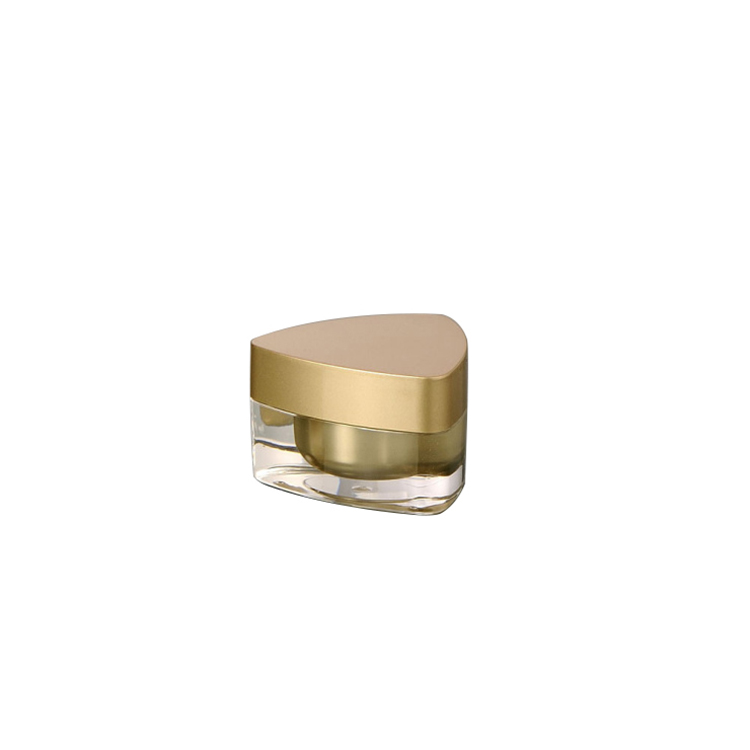 China supplier 15g 30g 50g 15ml 30ml 50ml gold triangle shape recycled plastic acrylic cosmetics face cream jar with lid
