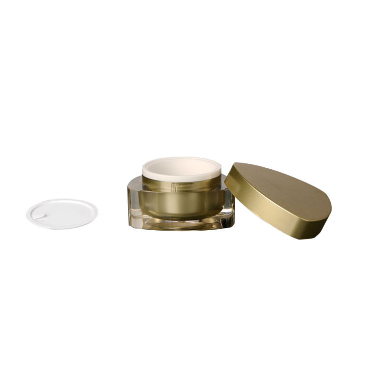 China supplier 15g 30g 50g 15ml 30ml 50ml gold triangle shape recycled plastic acrylic cosmetics face cream jar with lid