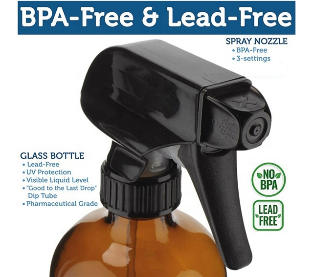 China supplier 16oz amber glass spray bottle 500ml refillable container for essential oil with trigger sprayer
