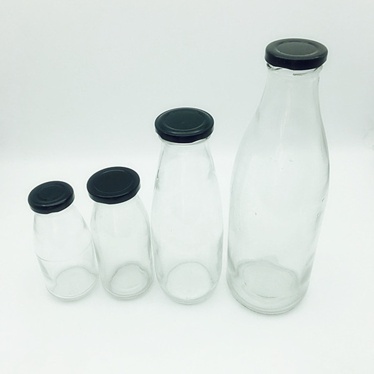 China supplier 200ml 250ml 500ml 1000ml beverage/ juice/ milk glass bottle with metal lids