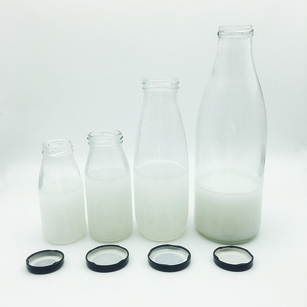 China supplier 200ml 250ml 500ml 1000ml beverage/ juice/ milk glass bottle with metal lids