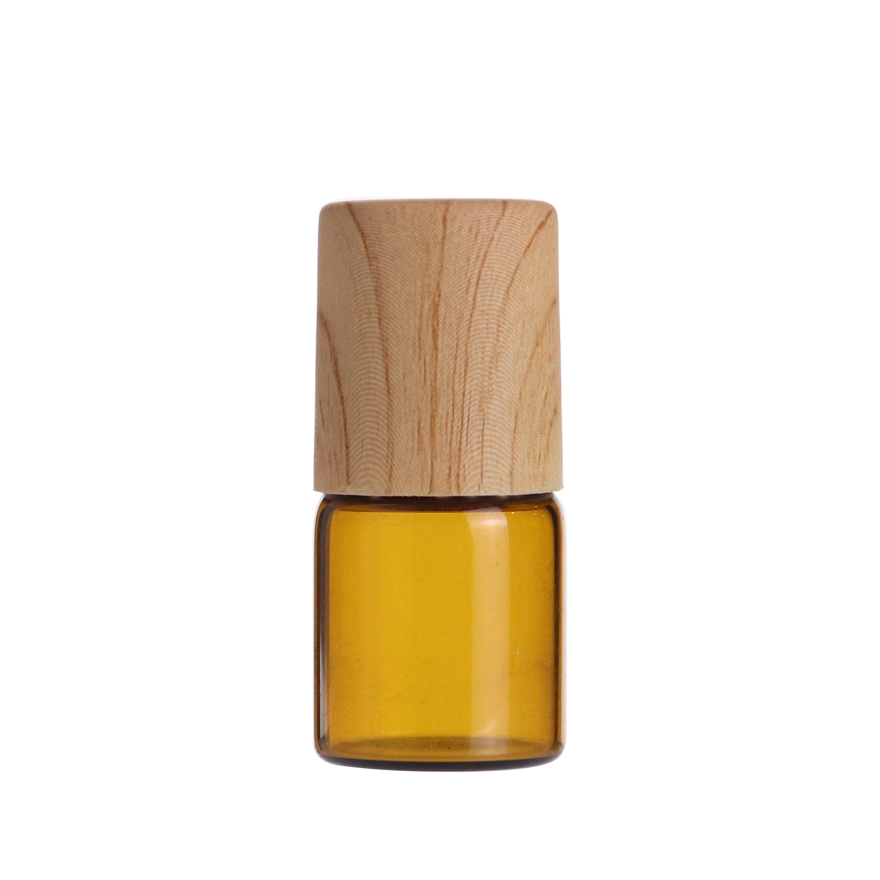 China supplier 2ml Glass Roll On Bottle Empty Perfume Essential Oil Glass Bottle with Wood Cap for sample tube