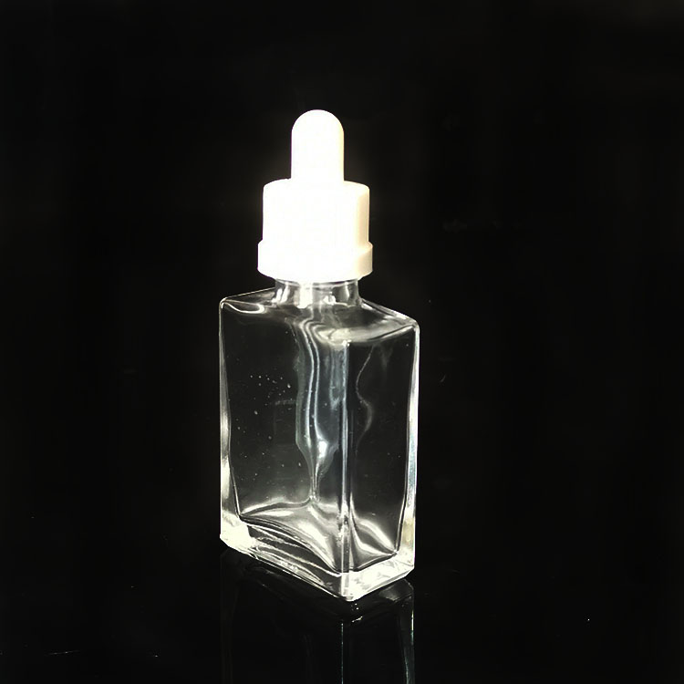 China supplier 30ml essential oil glass bottle 1 oz clear dropper bottle rectangle