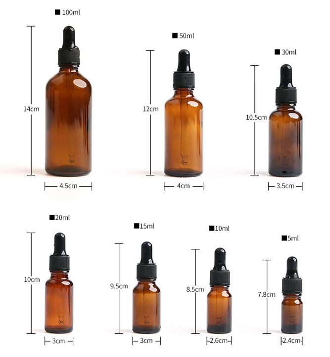 China supplier 5ml 10ml 15ml 20ml 30ml 50ml 100ml amber glass perfume bottle with cap