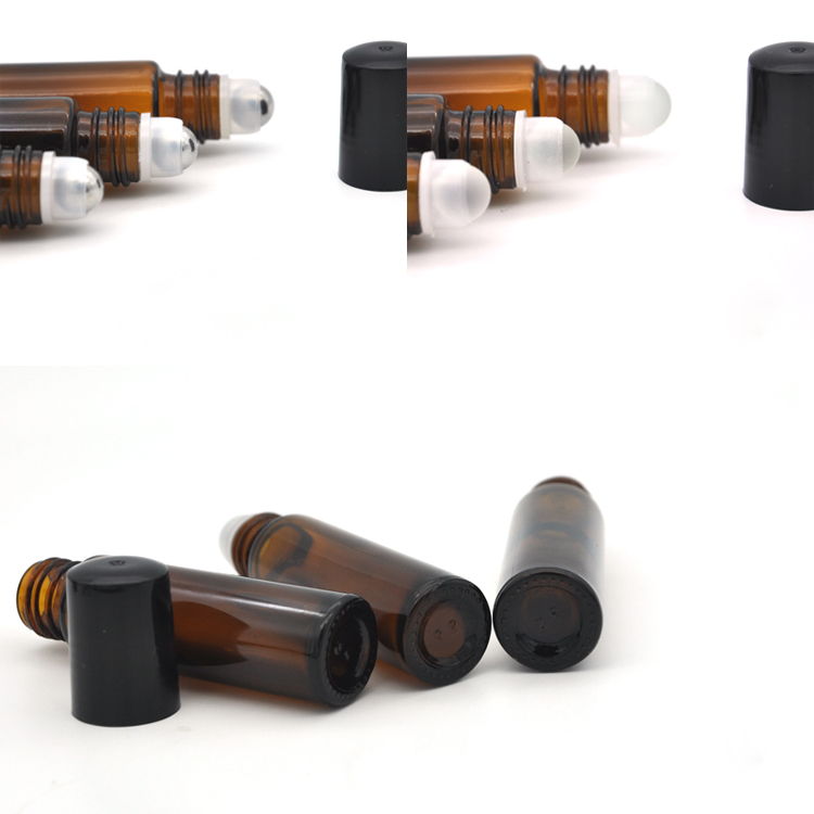 China supplier Amber Glass Essential Oil Roller Bottles with Stainless Steel Roller Balls for Perfumes and Lip Balm