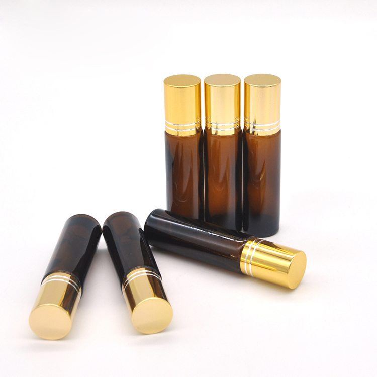 China supplier Amber Glass Essential Oil Roller Bottles with Stainless Steel Roller Balls for Perfumes and Lip Balm