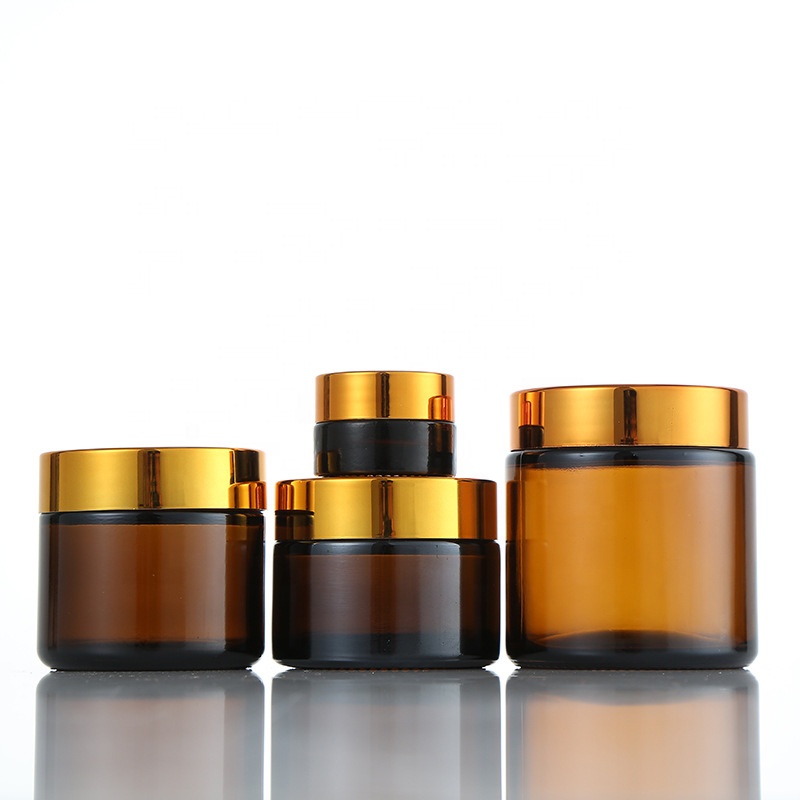 China supplier amber glass eye cream jar cosmetic packaging small round glass jars