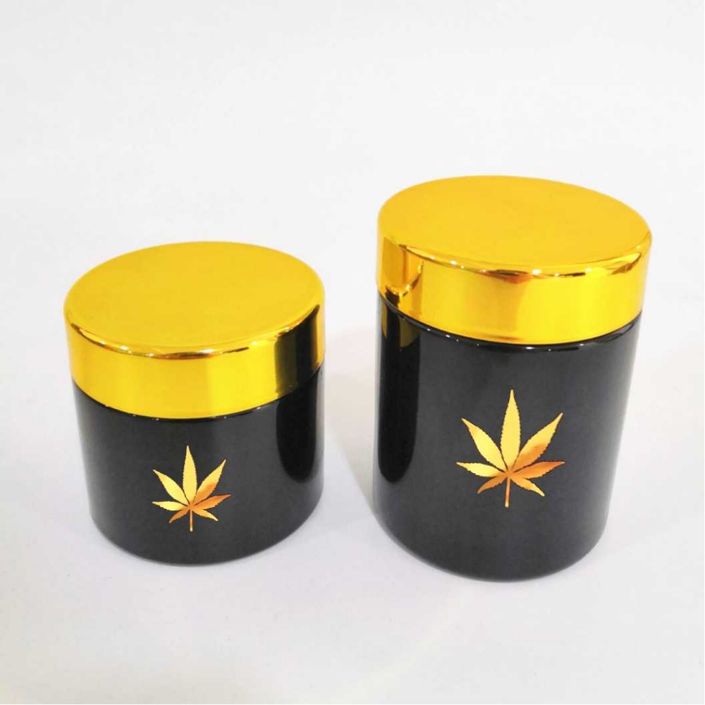 China supplier best sale UV glass jars with CR lids child proof round jars with airtight lids