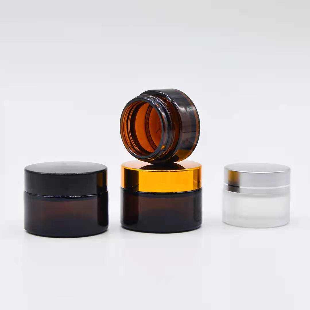 China supplier clear black amber glass cosmetic jars 15g 30g 50g cream jar