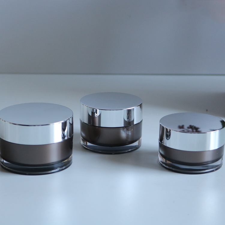 China supplier cosmetic packaging 5g 10g 15g 30g 50g 100g 200g empty plastic brown lotion face cream acrylic jar with silver cap