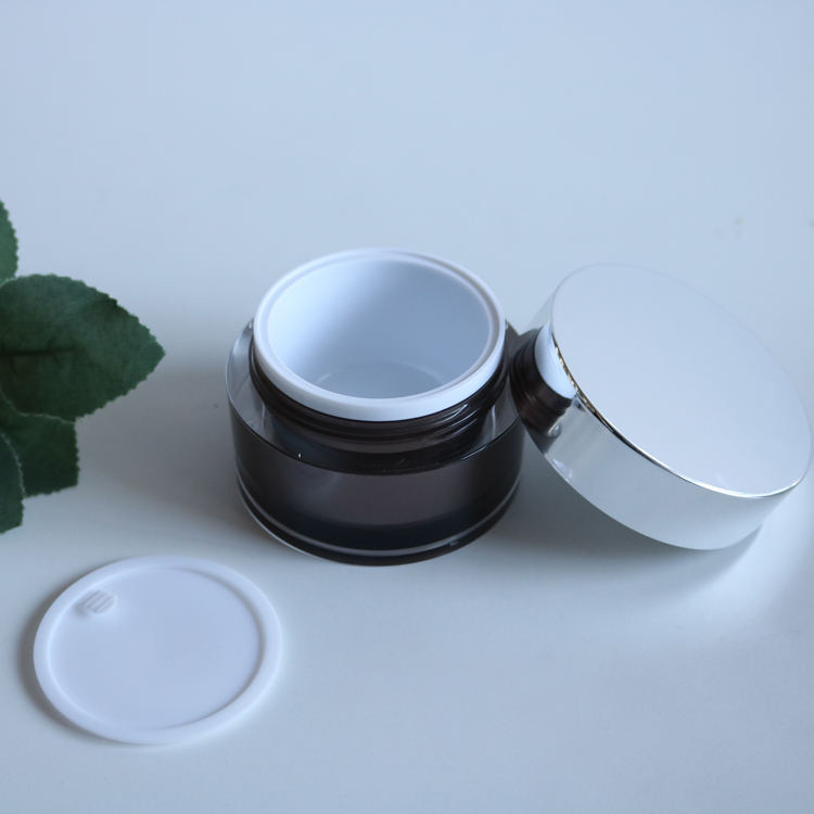 China supplier cosmetic packaging 5g 10g 15g 30g 50g 100g 200g empty plastic brown lotion face cream acrylic jar with silver cap