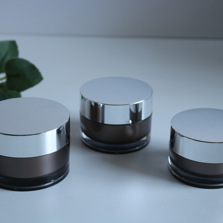 China supplier cosmetic packaging 5g 10g 15g 30g 50g 100g 200g empty plastic brown lotion face cream acrylic jar with silver cap