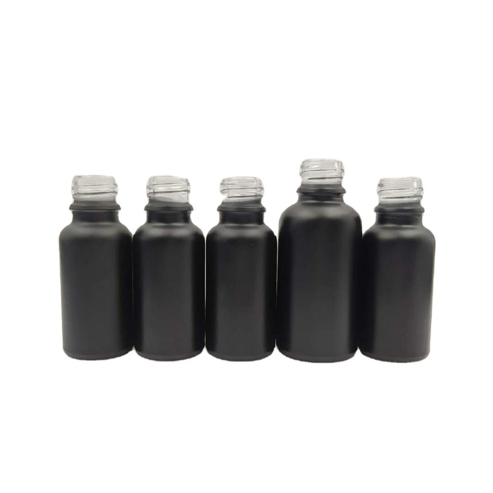 China supplier custom design 30ml frosted black glass dropper bottle for essential oil