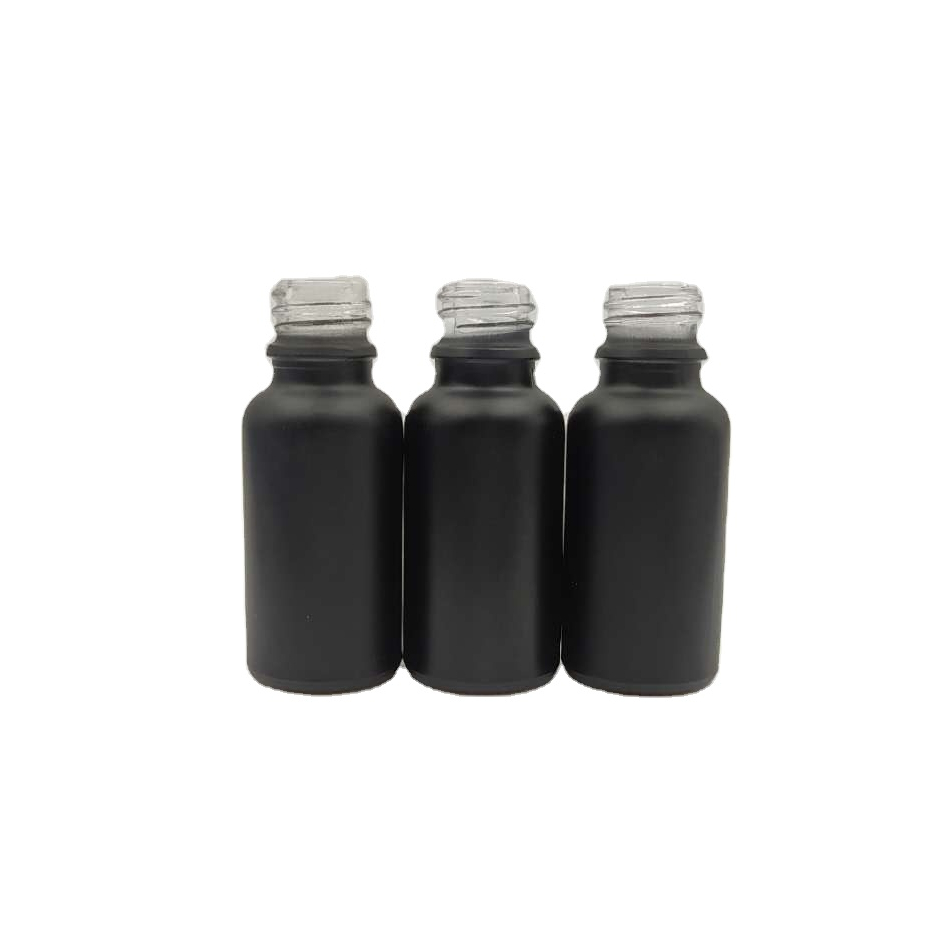 China supplier custom design 30ml frosted black glass dropper bottle for essential oil