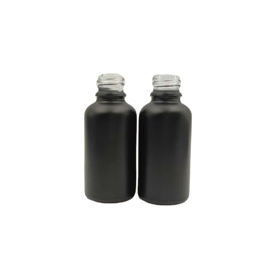 China supplier custom design 30ml frosted black glass dropper bottle for essential oil