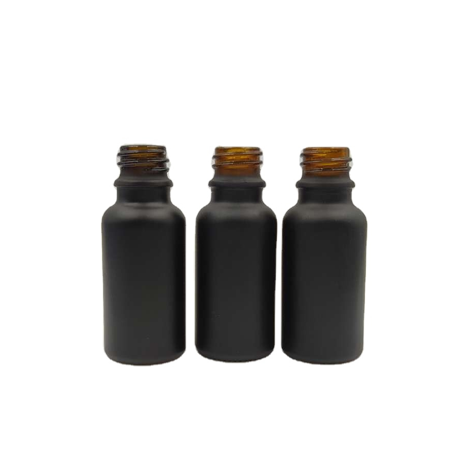 China supplier custom design 30ml frosted black glass dropper bottle for essential oil