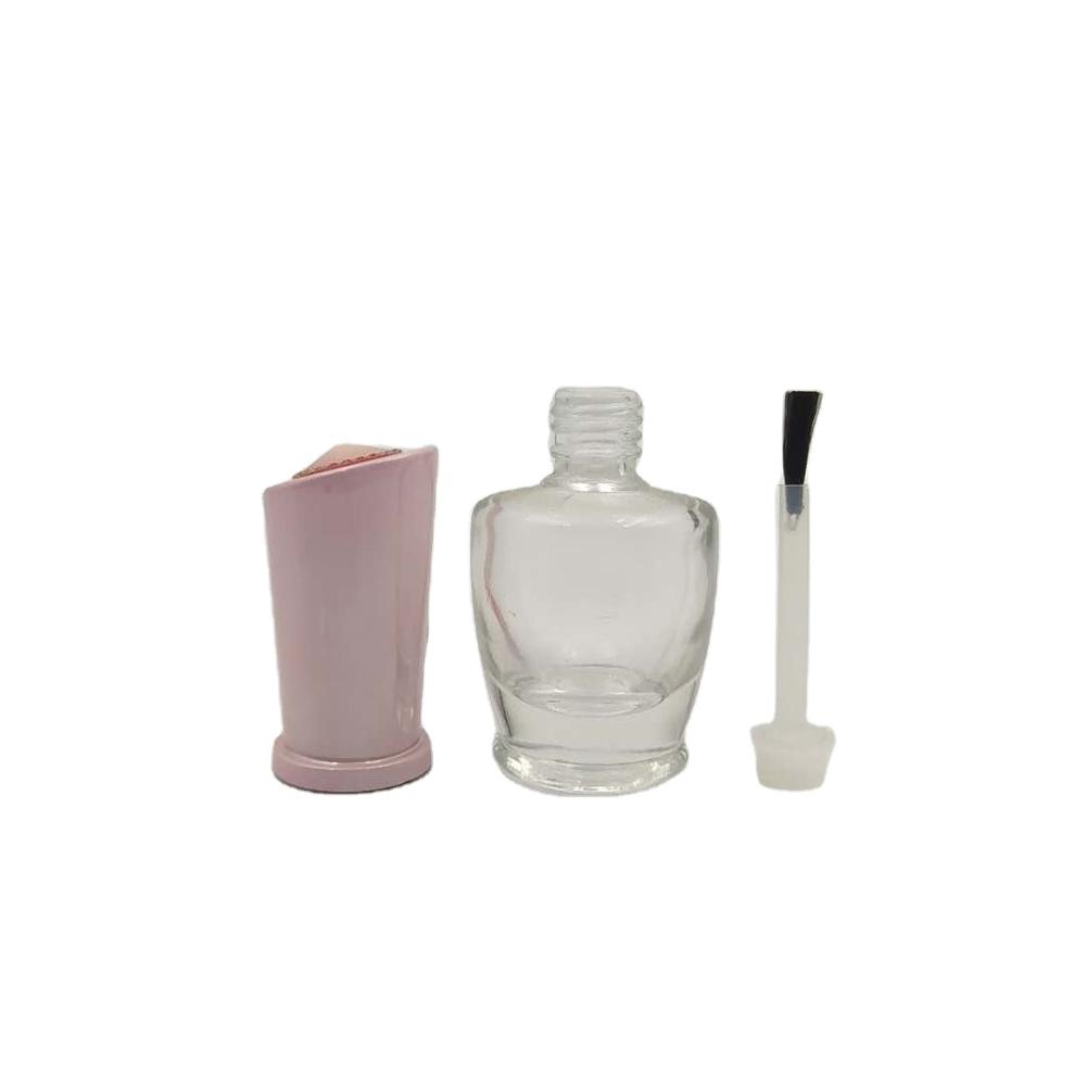 China supplier custom design empty 12ml clear nail polishn bottle with brush cap