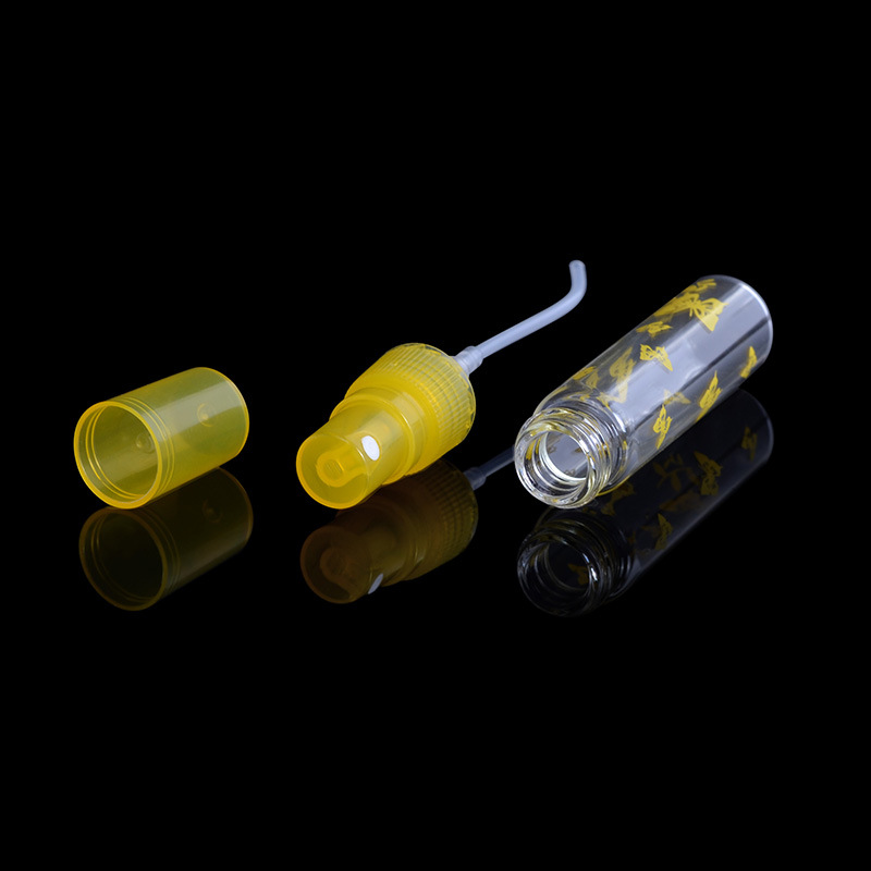 China supplier fashion 5 ml mini glass spray empty perfume tester bottle with 6 colors printing butterfly atomizer