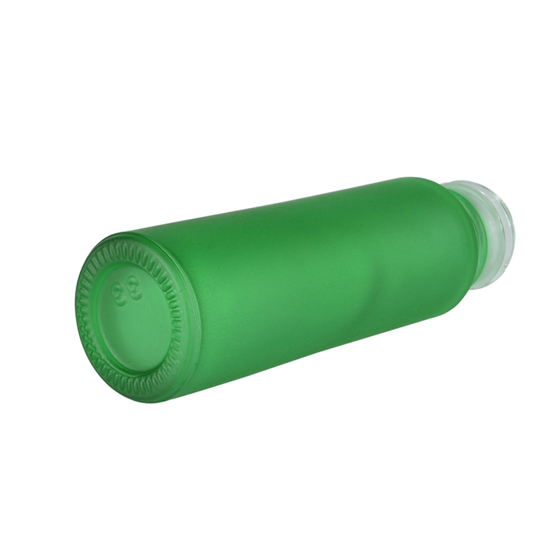 China supplier frosted pink red green orange purple Essential oil 10ml glass roll on bottle with bamboo cap