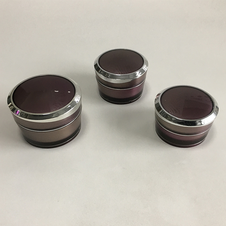 China supplier luxury purple acrylic 50g empty cosmetic pot for cream