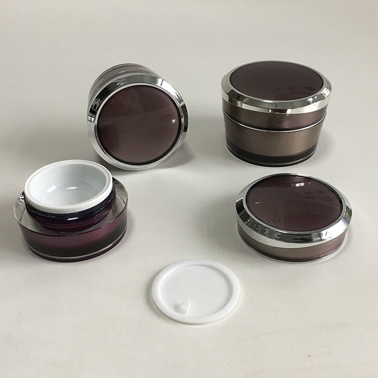 China supplier luxury purple acrylic 50g empty cosmetic pot for cream