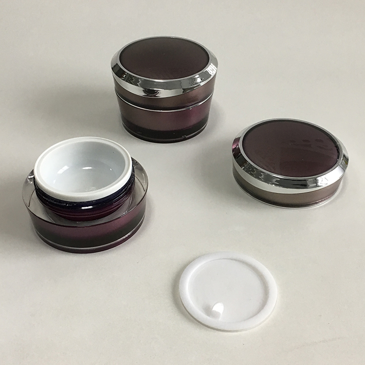 China supplier luxury purple acrylic 50g empty cosmetic pot for cream