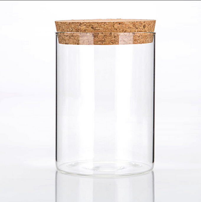 China supplier wholesale borosilicate glass storage jar with cork lid