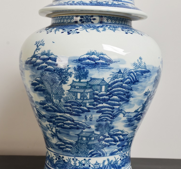 China supplier wholesale retro decorative jar porcelain decoration blue and white ginger jar