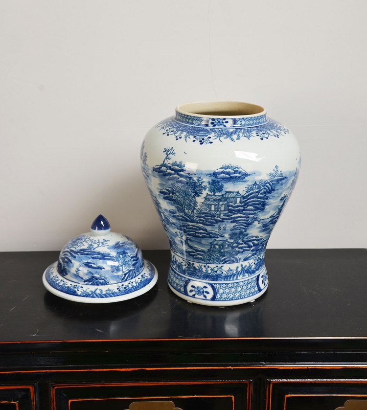 China supplier wholesale retro decorative jar porcelain decoration blue and white ginger jar