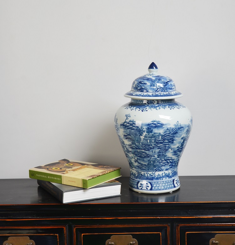 China supplier wholesale retro decorative jar porcelain decoration blue and white ginger jar