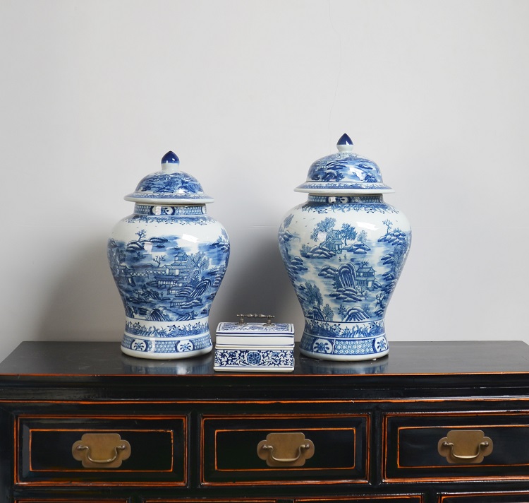 China supplier wholesale retro decorative jar porcelain decoration blue and white ginger jar
