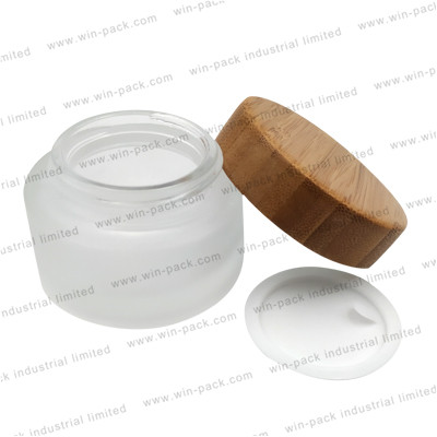 China suppliers custom eco friendly cream bamboo lid glass jar 50g