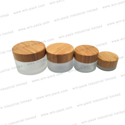 China suppliers custom eco friendly cream bamboo lid glass jar 50g