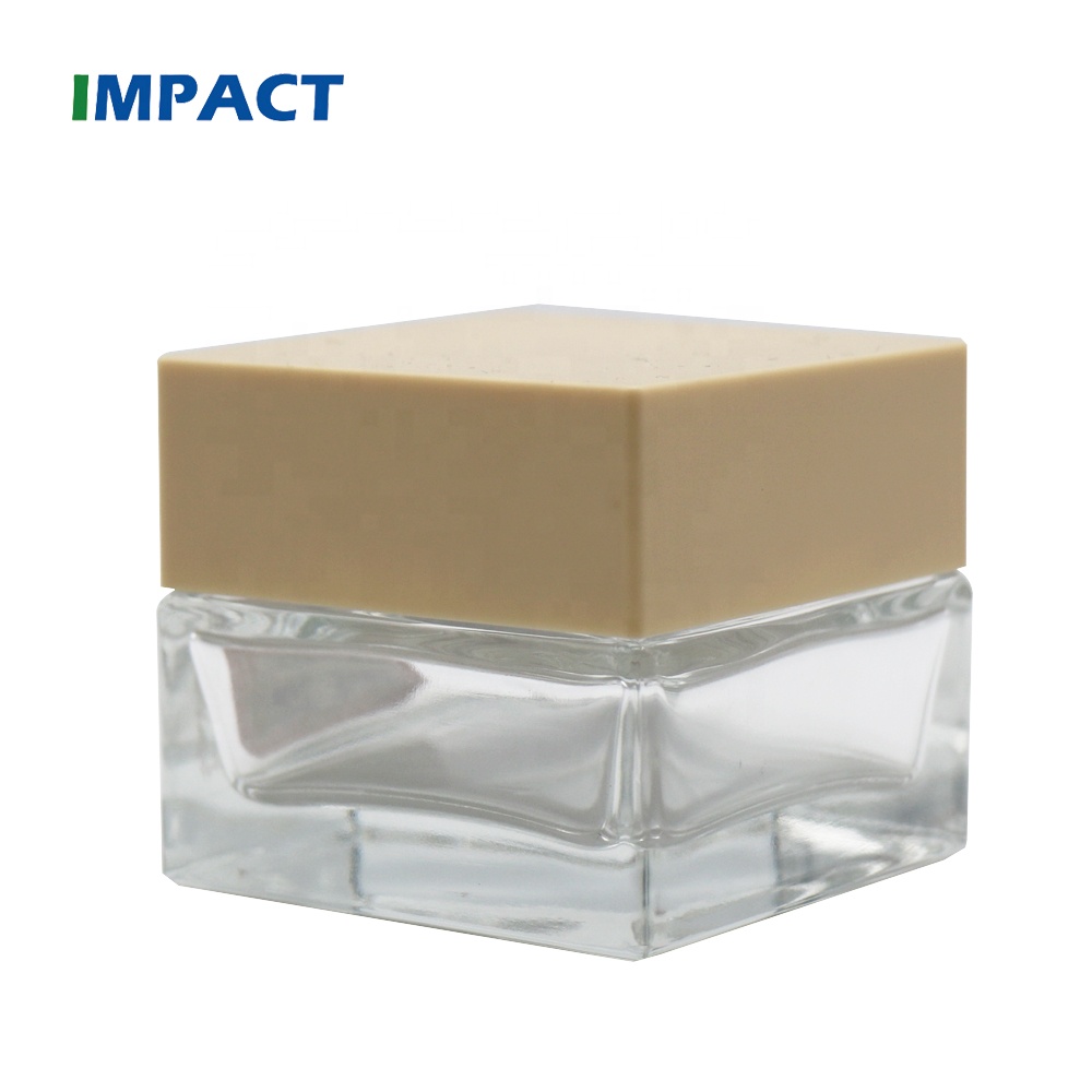 China suppliers high quality 50g luxury cosmetic square glass cream jar