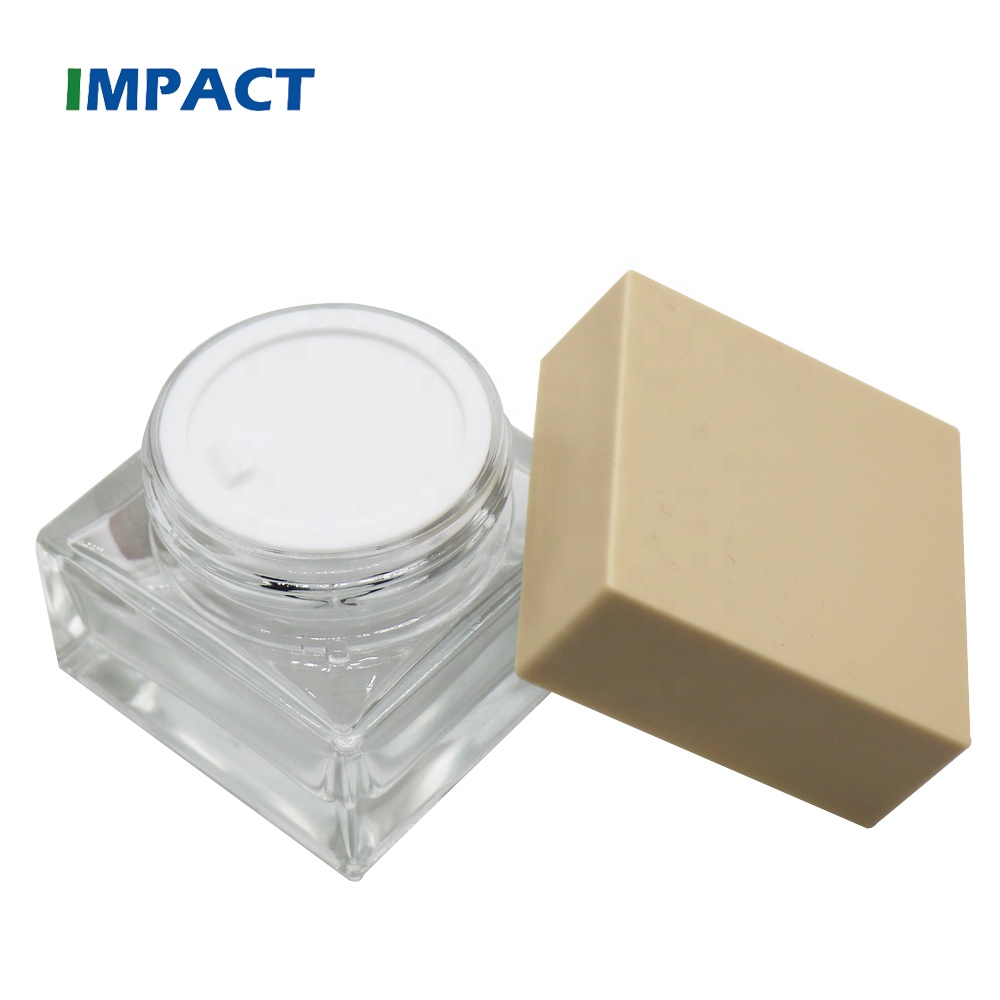 China suppliers high quality 50g luxury cosmetic square glass cream jar