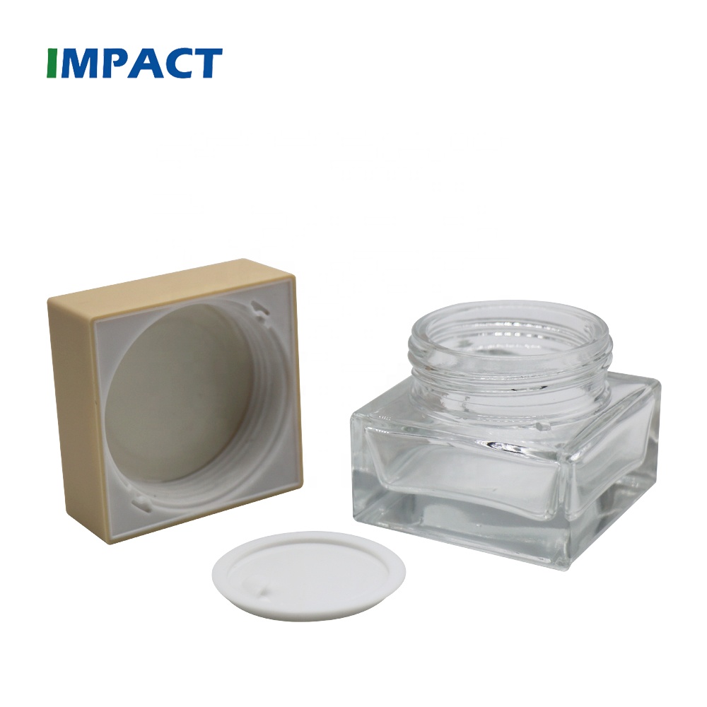 China suppliers high quality 50g luxury cosmetic square glass cream jar