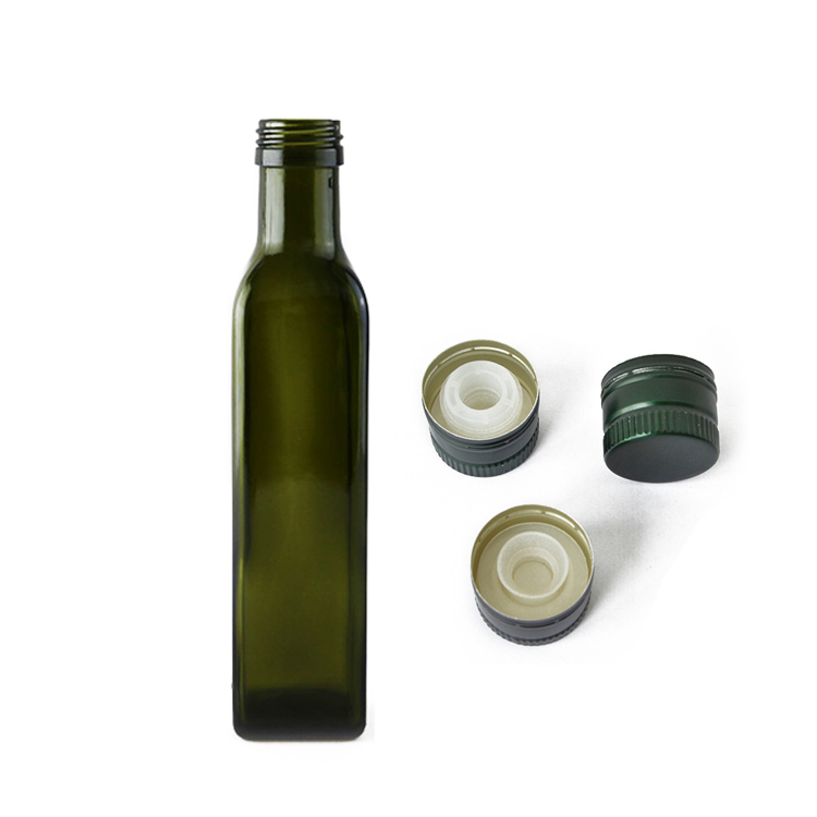 China suppliers small kitchen square olive oil 250ml glass bottle with screw cap