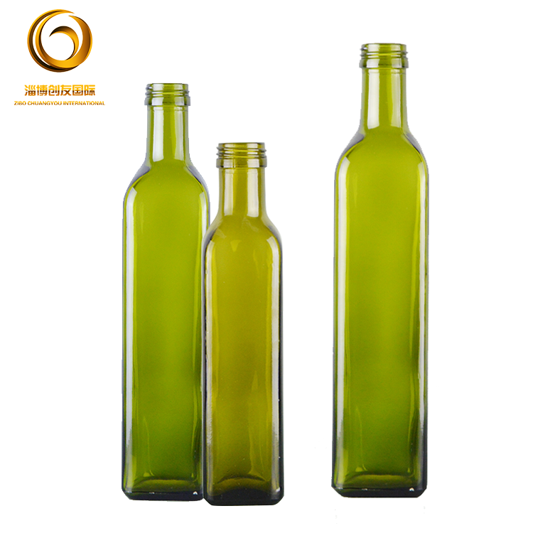 China suppliers small kitchen square olive oil 250ml glass bottle with screw cap