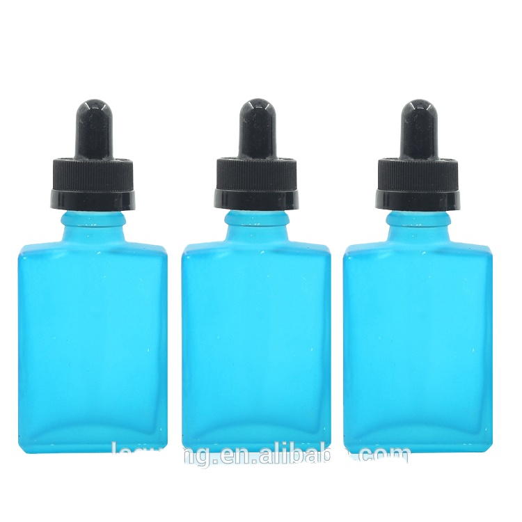 China supply  Square blue eliquid glass dropper bottles with childproof cap wholesale