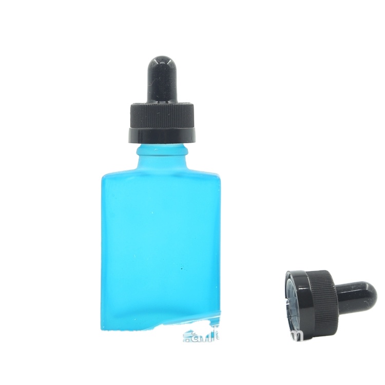 China supply Square blue eliquid glass dropper bottles with childproof cap wholesale