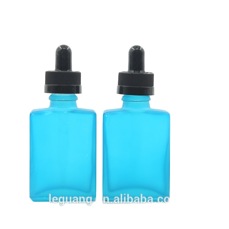 China supply Square blue eliquid glass dropper bottles with childproof cap wholesale