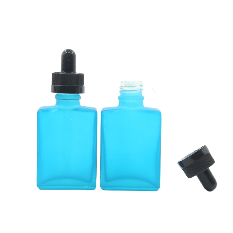 China supply Square blue eliquid glass dropper bottles with childproof cap wholesale