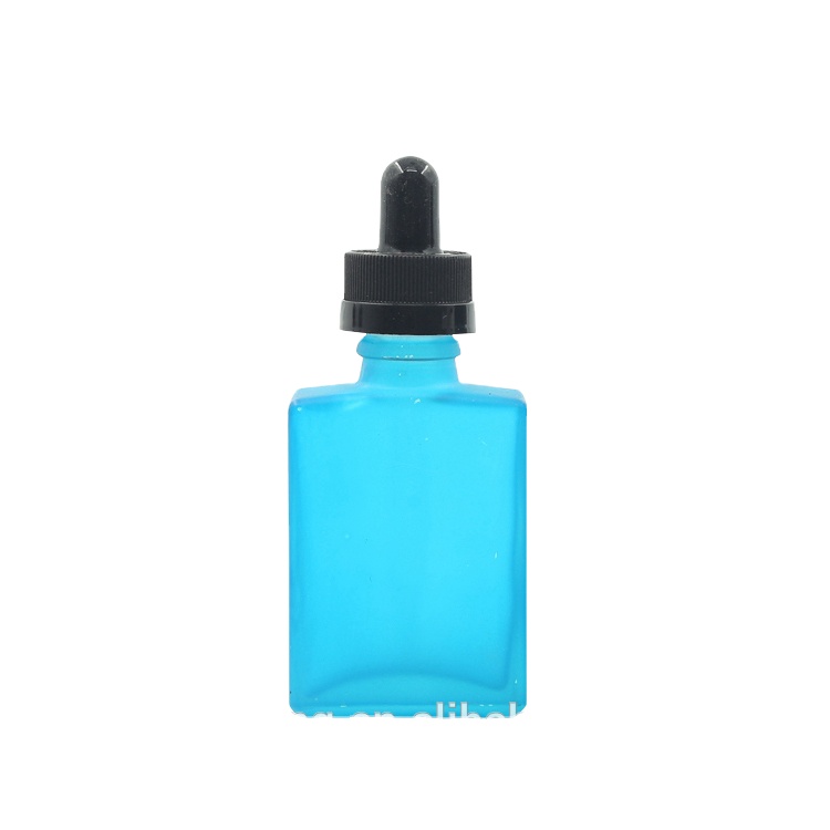 China supply Square blue eliquid glass dropper bottles with childproof cap wholesale