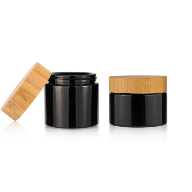 China supply factory price custom logo 5ml 15ml 20ml 30ml 50ml 60ml 100ml child proof UV empty glass  jar with bamboo cap