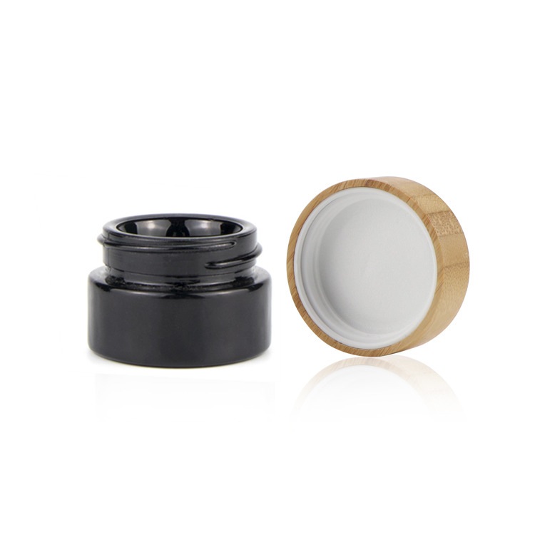 China supply factory price custom logo 5ml 15ml 20ml 30ml 50ml 60ml 100ml child proof UV empty glass jar with bamboo cap