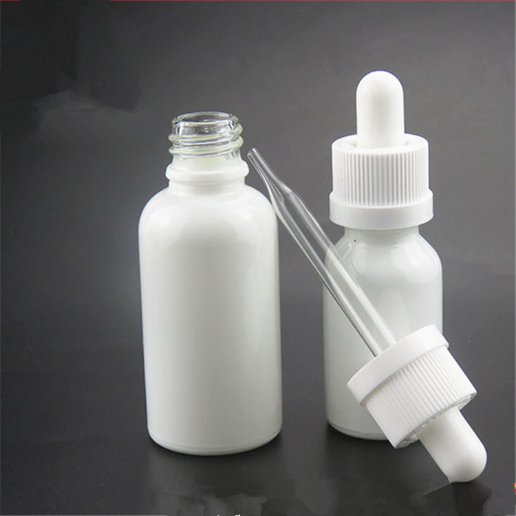 China tincture bottle 30 ml white round glass dropper bottle essential oil 30ml e liquid bottle with pipette