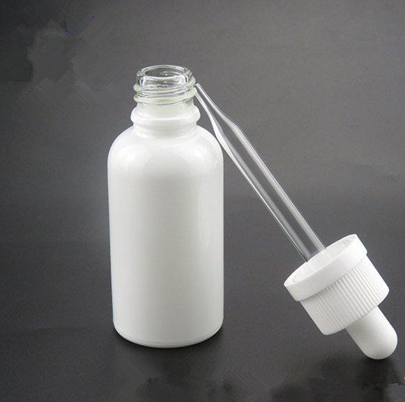 China tincture bottle 30 ml white round glass dropper bottle essential oil 30ml e liquid bottle with pipette