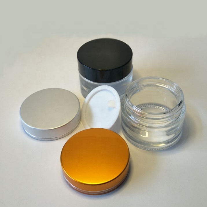 China unique empty 15g 30g cosmetic glass cream jar transparent cosmetic container